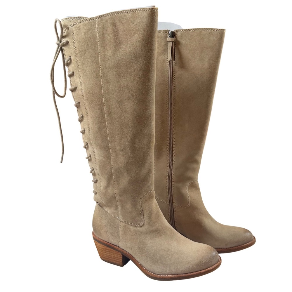 Sofft Sharnell II Waterproof Lace Up Back Boots Taupe Suede Cashmere Women Sz 7
